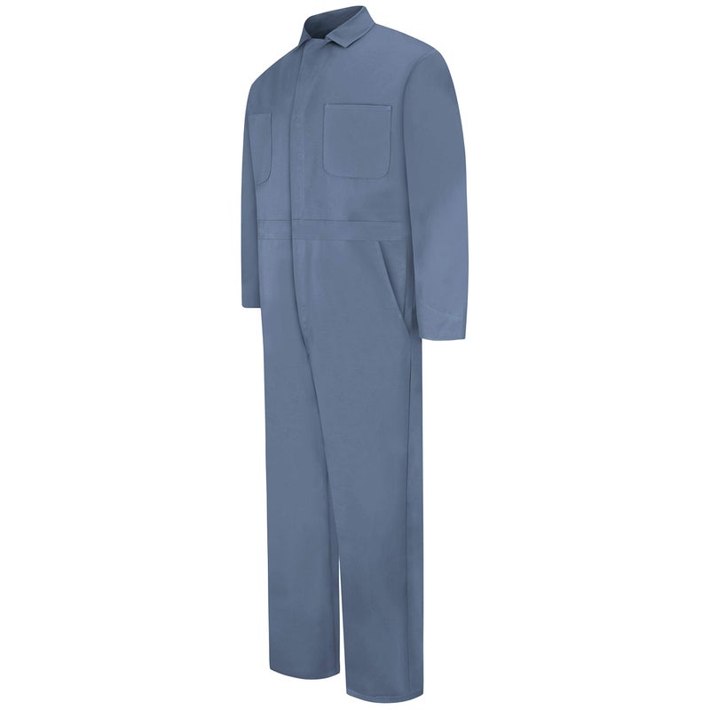 Red Kap Men's Snap Front Cotton Coverall, Oversized Fit, Long Sleeve, Postman Blue, 36